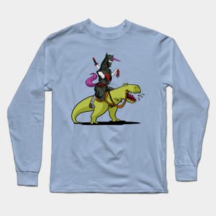 Ninja Unicorn Riding T-Rex Dinosaur Long Sleeve T-Shirt